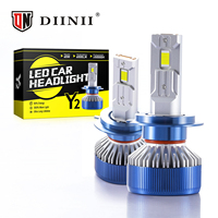 Ampoules de phares LED en aluminium super lumineuses DIINII Y2-H7 140W 20000LM 6000K-6500K H7/H11/H3/H4/9004/9005 Phares de voiture LED 12V