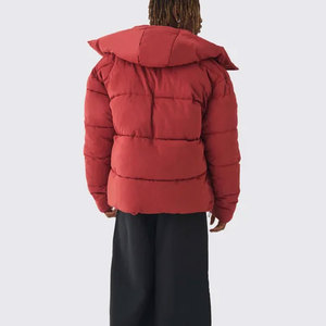 Veste matelassée de qualité supérieure, nouvelle mode, vente en gros, vêtements d'hiver, veste rouge à bulles surdimensionnée pour homme, capuche amovible à l'avant - Product Image 2