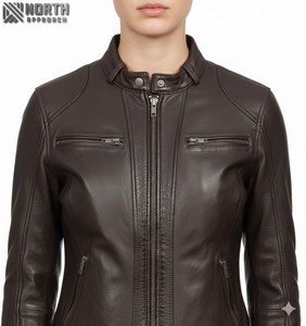 Chaquetas transpirables de punto de cuero acolchado para mujer de invierno del mejor fabricante Relleno de poliéster 100% acolchado 2025 - Product Image 3