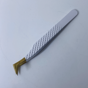แหนบคีบขนตาแบบตรงและโค้งงอสีขาวและสีทองทำจากสเตนเลสคุณภาพดี - Product Image 4