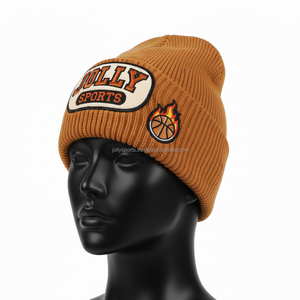 หมวกบีนนี่ผู้หญิง ผ้าอะคริลิกนุ่มถัก 300 GSM หมวกไหมพรมฤดูหนาวสีน้ำตาล ปักโลโก้แบบกำหนดเอง สไตล์แจ็คการ์ด - Product Image 4