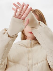 Women's Puffer Filled Breathable <b>Waterproof</b> Windproof Fitted Down Jacket with Genuine Leather Shell for Winter Outdoor Use - Product Image 4