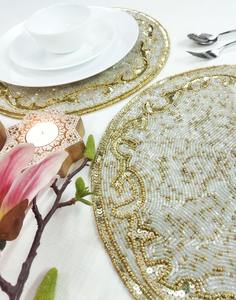 Sets de table en perles de graines de luxe faits à la main, broderie complexe, design personnalisé, sets de table écologiques pour la maison, mariage, Halloween - Product Image 2