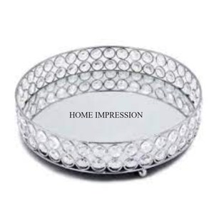 Round Shape Premium Quality Metal Made Modern Creative Art Designer <b>Mirror</b> <b>Tray</b> Hotel and Restaurants Table Supplies From India - Product Image 4