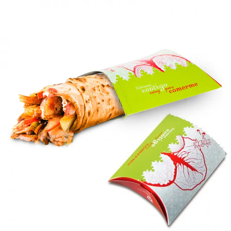 아랍어 에코 종이 Shawarma 포장 상자 테이크 아웃 상자 흰색 골판지는 쉽게 먹을 수 있도록 찢어진 디자인