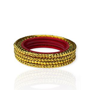 Ensemble de bracelets jonc en acrylique plaqué or pour femme, coupe émeraude tendance, design perle dorée, prix de gros - Product Image 3