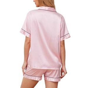 Ensemble pyjama d'été à imprimé coeur sexy avec nœud côtelé pour femmes Vêtements de nuit confortables Cami Top & Shorts Loungerwear - Product Image 2