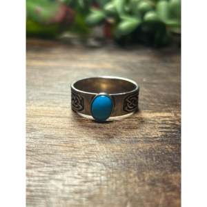 Bague en argent sterling turquoise Sleeping Beauty, sertie clos, bijou en pierre naturelle pour le quotidien - Product Image 1