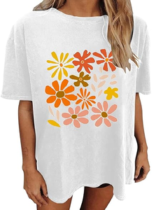 T-shirt oversize pour femmes, t-shirts à motifs floraux, musique de Nashville, manches courtes, chemises décontractées d'été, hauts amples pour la plage - Product Image 5