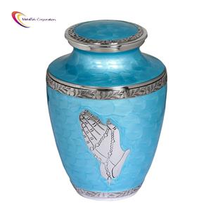 โถเผาศพสีน้ำเงินสดใสกางเขนสำหรับงานศพของผู้ใหญ่โกศใส่เถ้ากระดูกสไตล์อเมริกัน - Product Image 3