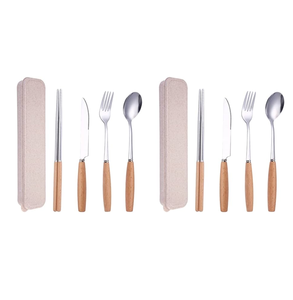 Cuillère à dessert en acier de qualité standard Cuillère à dessert à manche en bois jetable et utilisation à la main - Product Image 4