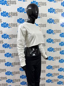 Camisetas recortadas de manga larga en blanco, blusa de tela de algodón 100% tejida, Camiseta corta con dobladillo crudo, camiseta con logotipo personalizado para mujer - Product Image 5