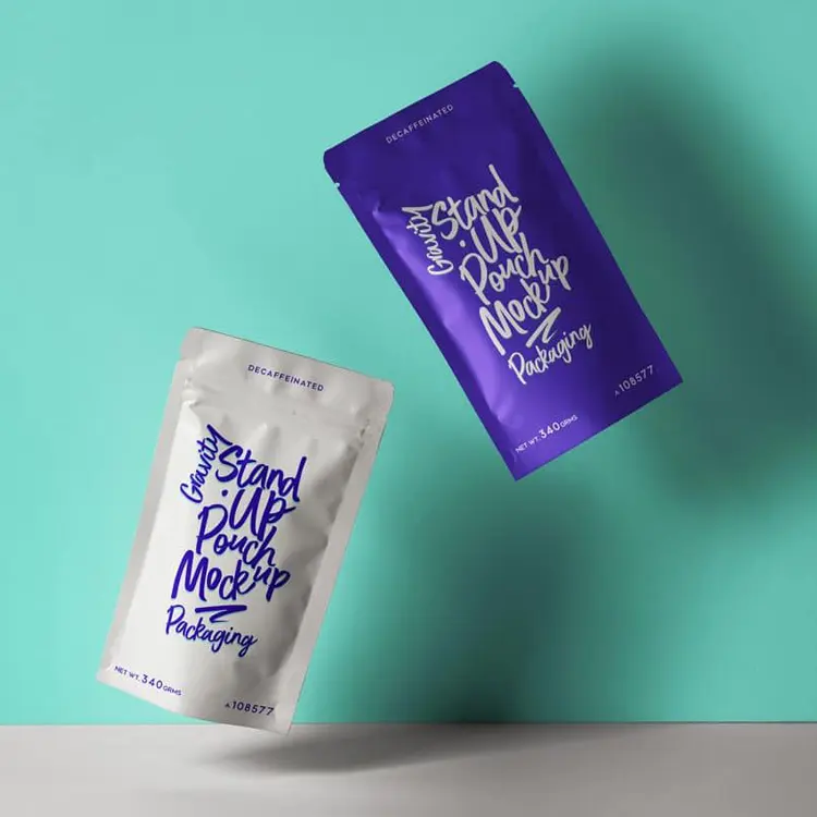 ラミネート素材スタンドアップ食品ビニール袋独自のロゴ付きスタンドアップジッパーコーヒーポーチデジタル印刷バッグ