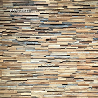 Panneau mural texturé 3D en teck recyclé naturel et moderne, géométrique, artisanal, insonorisant, décoratif pour appartement et hôtel