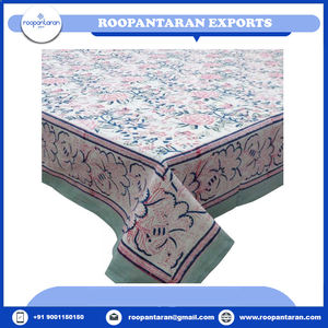 Mantel de algodón blanco hecho a mano de calidad superior bloque de mano impreso Algodón puro diseño personalizado patrón Floral cuadrado - Product Image 2