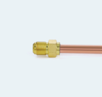 Raccord de condenseur en laiton forgé 5/8-18 UNF 3/8 pouce SAE, raccord de service droit, tube en cuivre brasé de 8 cm, HVAC, réfrigération