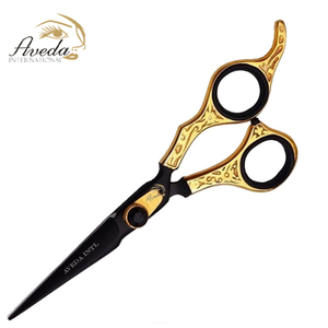 Tijeras de Peluquería Profesionales de Acero Inoxidable con Hoja Recta Dorada y Negra, Punta Afilada, para Diestros - Product Image 4