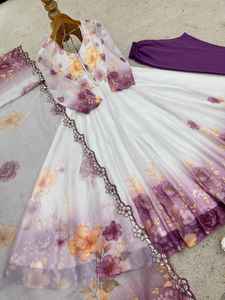 Vestido Largo de Alta Costura con Bordado de Primera Calidad, Silueta Imperio, con Pantalón Inferior y Dupatta a Juego para Fiestas Nocturnas - Product Image 6