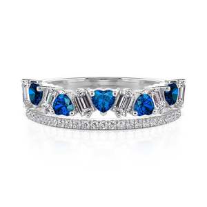 Bague d'éternité double rangée en saphir plaqué or 18 carats Jeulia Olivetta pour femme, mariage - Product Image 1