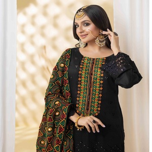 ชุด3ชิ้นสำหรับสุภาพสตรีอินเดียและปากีสถานพร้อมชิคานคาริและงานปักสำหรับแต่งชุดกลางคืนและเทศกาล - Product Image 2