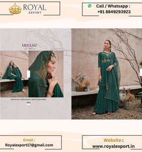 Lanzamiento de un nuevo diseñador exclusivo Pure Handwork en Heavy Georgette con colección de trajes interiores Fabricación por Royal Export - Product Image 4