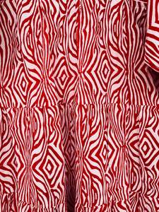 Classic Vintage Style Red Line Printed Hand Block Printed Cotton Midi <b>Dresses</b> for Women Bohemian Mini Casual Natural Button - Product Image 2