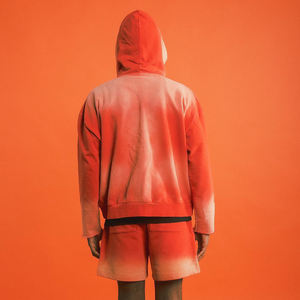 Venta caliente hecho en apuestas Material hombres ácido lavado pantalones cortos conjunto chándales peso ligero sudaderas con pantalones cortos conjunto ácido lavado chándales - Product Image 6