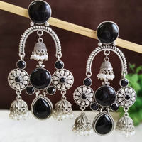 Boucles d'oreilles pendantes Monalisa tendance en laiton et pierres, plaqué argent, légères, résistantes aux chocs, bijoux traditionnels indiens, accessoire de vente en gros