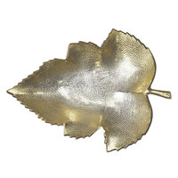 Plateau de service en aluminium doré moderne, motif feuille peu profonde, couleur personnalisable, design contemporain pour la maison et l'hôtellerie