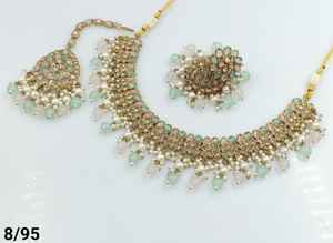 ENSEMBLE DE BIJOUX INDIENS TRADITIONNELS ET À LA MODE EN CUIVRE ENSEMBLE DE BIJOUX DE MARIAGE POUR FEMMES BOUCLES D'OREILLES ET COLLIER - Product Image 2