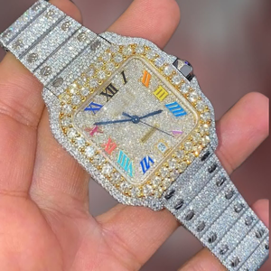 Nhu cầu cao của nam giới sang trọng hip hop moissanite kim cương xem vvs Iced thép không gỉ ban nhạc mới tinh thể quay số xuất khẩu bán có sẵn - Product Image 1