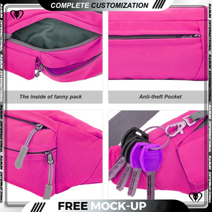 Outdoor <b>Men</b> s Waist <b>Bag</b> Custom Fanny Pack Waist <b>Bag</b> Black Fashion Waterproof <b>Sling</b> <b>Bag</b> - Product Image 6