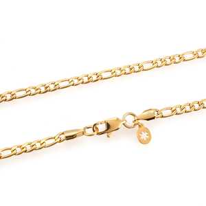 Chaîne Figaro en or jaune 14 carats 4 mm, chaîne à maillons classique et tendance, motif croisé pour cadeau de mariage, fiançailles, avec diamant et perle - Product Image 3