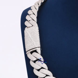 Premium Look 14KT oro blanco sólido Lab Grown Diamond Miami Cuban Link Chain Pass Diamond Tester collares para mujeres - Product Image 3