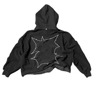 Vintage Wash Black Hoodie Streetwear Oversized Pullover Graphic Sudadera con capucha - Product Image 4