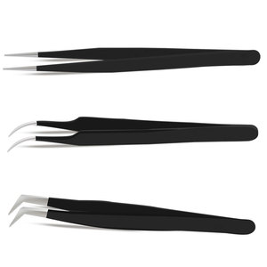 Pinzas profesionales de Extensión de pestañas de volumen de punto curvo de acero inoxidable de alta tendencia superior herramienta de belleza impresa con logotipo personalizado - Product Image 5