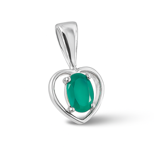 Pendentif en argent sterling plaqué rhodium avec pierre ovale en onyx vert de 6x4 mm, design minimaliste unisexe pour tous les jours, charmes de mariage pour hommes - Product Image 1