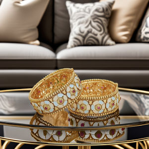 BIJOUX EN LAITON INDIEN BRAGES BRACELETS PLAQUÉS OR CUIVRE ANTIQUE TRADITIONNELS ET À LA MODE - Product Image 1