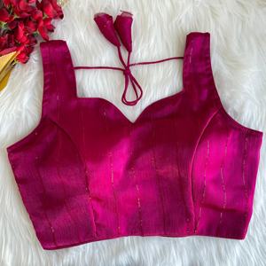 Blusa moderna de verano de Zimi Chu Slub Strach Material con hermoso nudo Patrón abierto frontal Estilo formal Listo para usar - Product Image 4