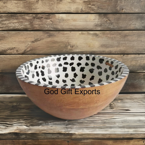 Cuenco para servir ensalada de madera de mango pulido personalizado, nuevo diseño con vajilla de fabricante, cuenco decorativo para servir comida de madera - Product Image 4