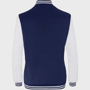<b>Men</b>’s Classic Navy Blue Varsity <b>Jacket</b> – Premium Athletic Letterman with Contrast <b>White</b> Sleeves - Product Image 2