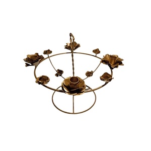 Florero colgante de hierro decorativo con cadena, revestimiento de polvo dorado terminado para decoración del hogar, florero colgante - Product Image 2