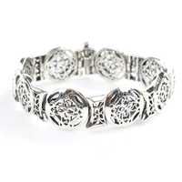 14K Gold 925 Sterling Silber Antikes Blumenmuster Damenarmband mit Perlenanhänger für den Alltag als Geschenk