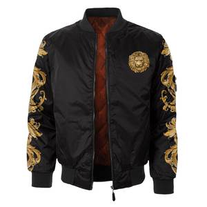 แจ็กเก็ตบอมเบอร์สำหรับผู้ชายเสื้อแจ็กเก็ตกีฬาผ้าซาตินสำหรับผู้ขับขี่มอเตอร์ไซค์ - Product Image 1