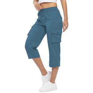 Pantalones recortados de verano para mujer Pantalones cargo para mujer Pantalones recortados Harem Jogging Beam Foot Fitness Multi-bolsillo, pantalones para exteriores - Product Image 2