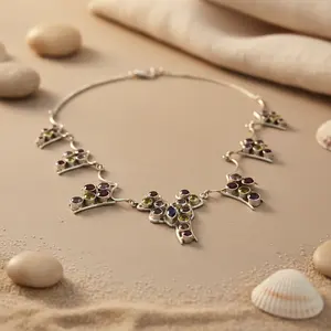 Collar Geométrico para Mujer, Plata de Ley 925 con Circonita, Chapado en Platino y Rodio, Joyería Blanca de Oro de 14K - Product Image 3