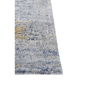 Alfombra Kavi Gris y Negra Anudada a Mano de Lana y Seda de Bambú con Patrón Abstracto, Colección Afterglow para Uso Doméstico - Eskm-03 - Product Image 4