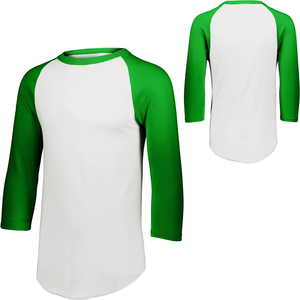 Camiseta de Béisbol Unisex de Manga Tres Cuartos, Cuello Redondo, Color Gris Granate, Algodón, Corte Regular para Adultos - Product Image 4