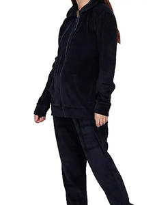 Ensemble de survêtements unisexe en molleton décontracté pour le fitness, sweat à capuche grande taille, col montant, fermeture éclair, décorations à pompons, motif uni et uni - Product Image 2