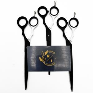 Ciseaux de barbier professionnels en acier inoxydable de qualité supérieure avec poignée en caoutchouc, prise antidérapante, personnalisable, OEM disponible - Product Image 5